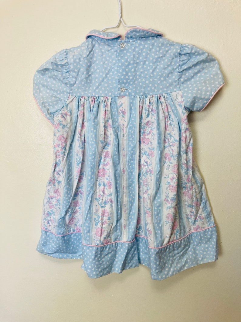 Pastel Peter Pan Collared Vintage Toddler Girls Puff Sleeve Dress image 7