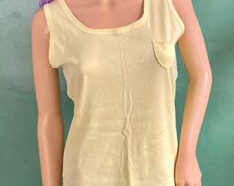 Vintage 70s Butter Yellow Single Stitch Tank Top