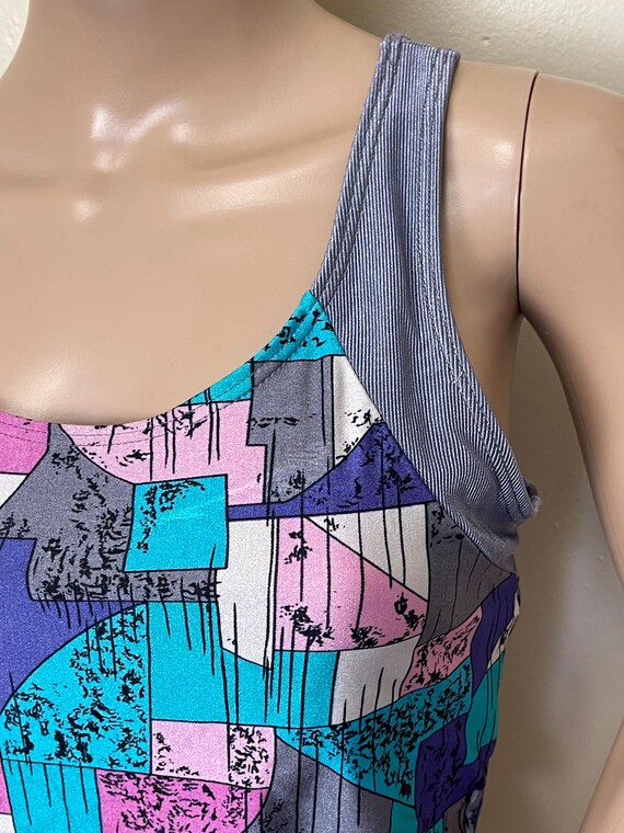 Abstract Patchwork Print Stretch Vintage 80s Aero… - image 5