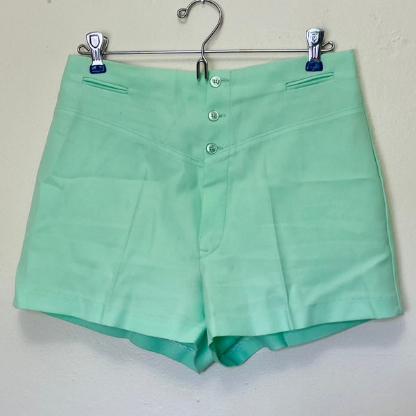 Mint Green Vintage 1960s High Waist Button and Zip Booty Shorts