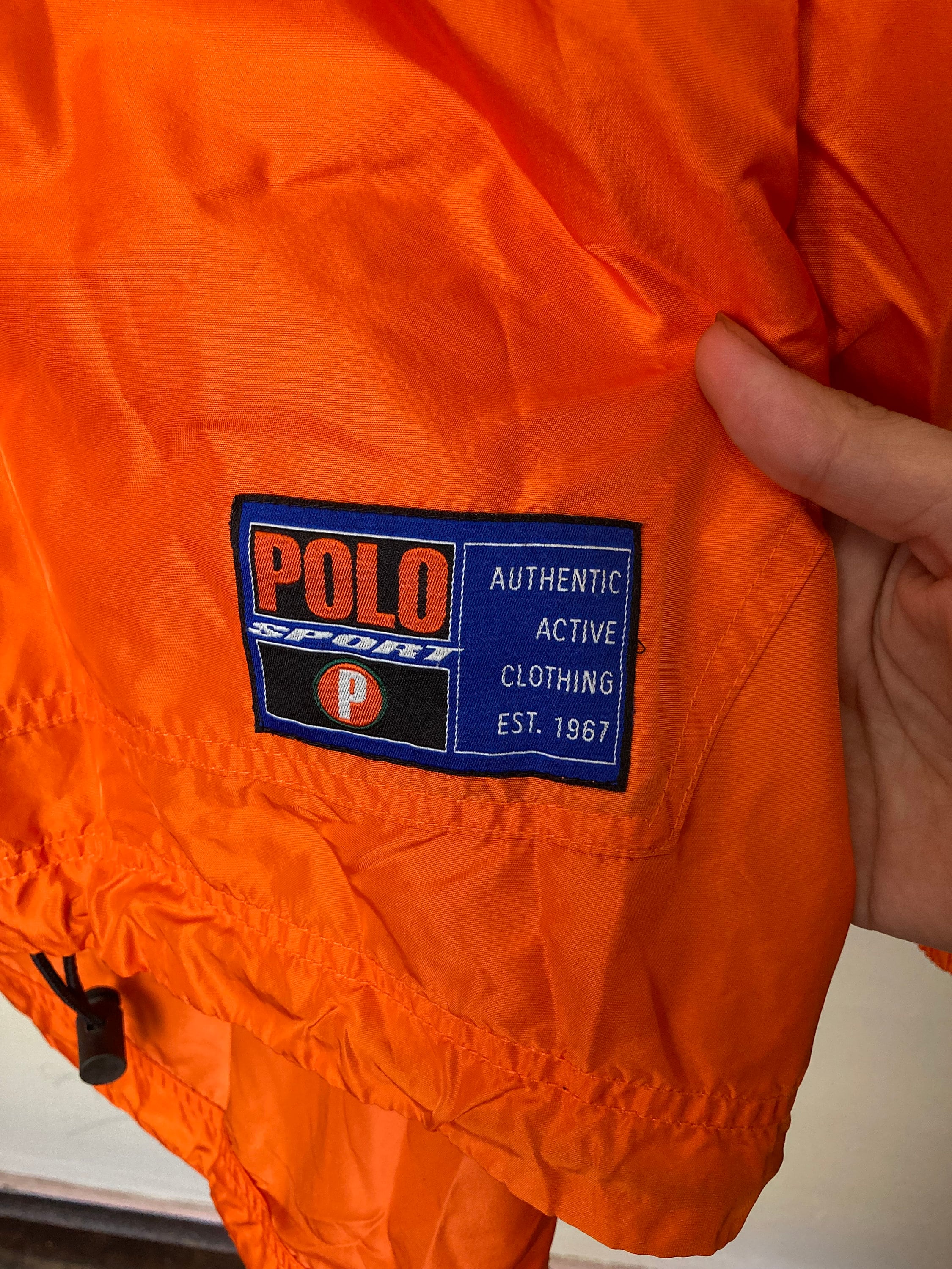 値下げ【90's】【希少】POLO SPORT ギミックジャケット Y2K Polo Sport 90s Y2K Neon Orange Vintage Oversize Windbreaker