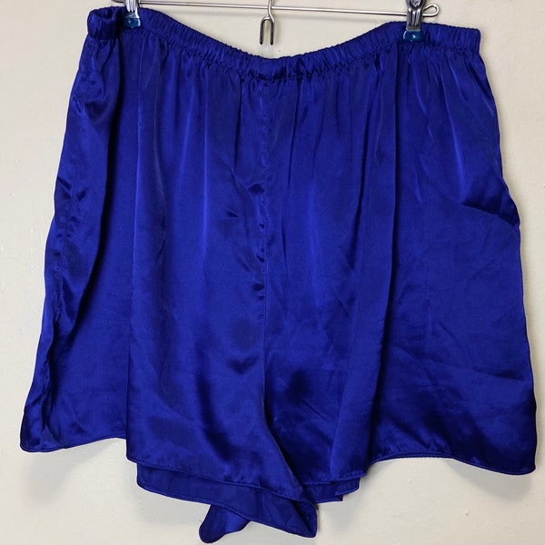 Plus Size Sapphire Satin Vintage Lingerie Tap Shorts 2X