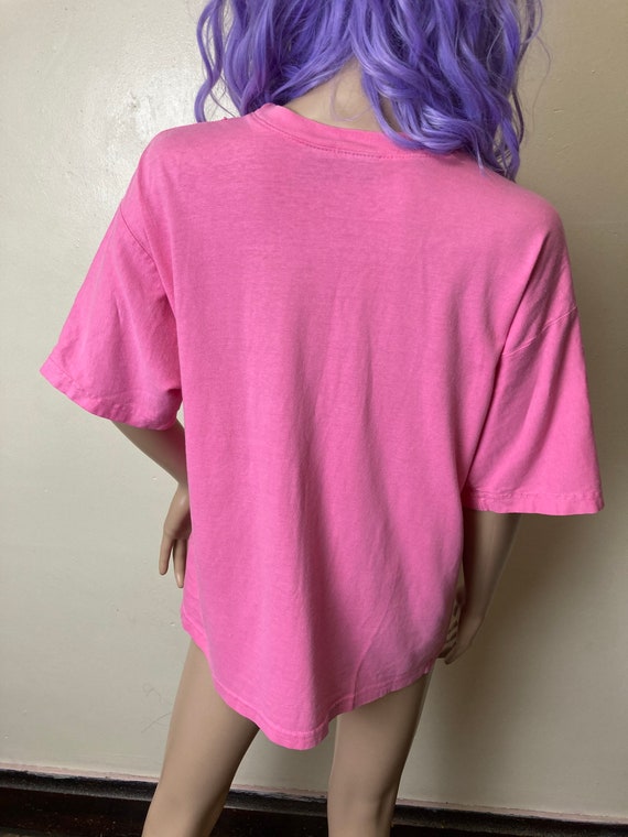 Cotton Candy Pink Vintage 80s Blank Pocket Crewne… - image 7