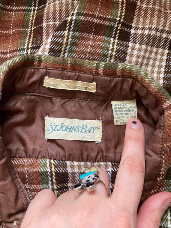 Western Plaid 70s Vintage Unisex Brown Shirt - image 6