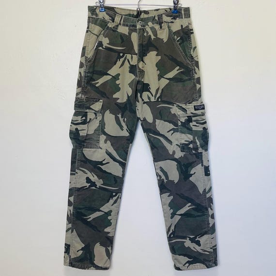 Camo Wrangler Vintage 90s Fleece Lined Cargo Pants Etsy Ireland