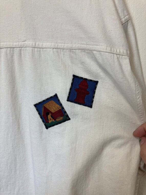 Dog Patchwork Vintage 90s Collared Button Down Sh… - image 8