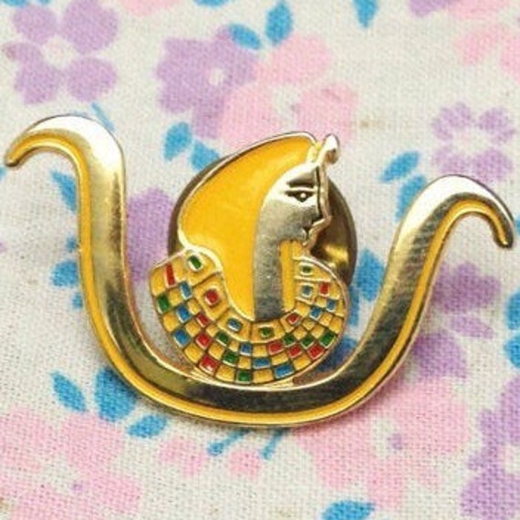 Vintage 1990s Little Enamel Egyptian Hat Pin - image 1