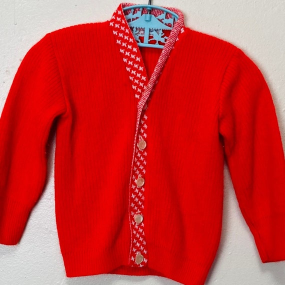 Cherry Red Vintage Blue Bird Cardigan Sweater 12M - image 1