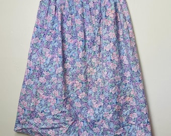 Vintage 90s Purple Calico Floral Cotton Skirt L XL