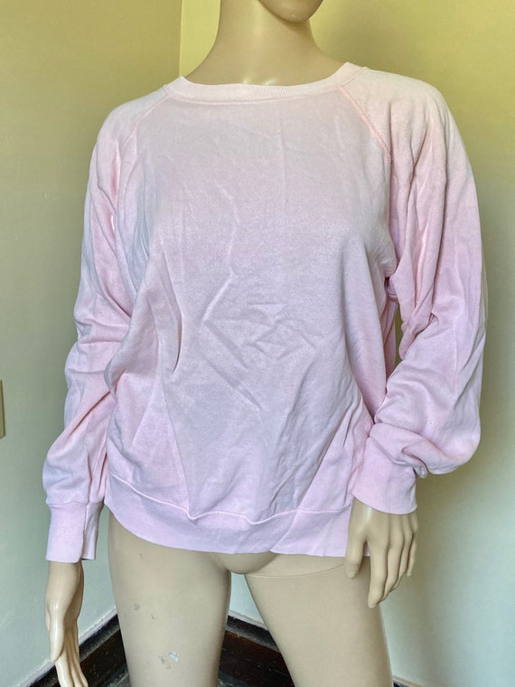 Pastel Pink Vintage 80s Worn In Plus Size Crewnec… - image 5