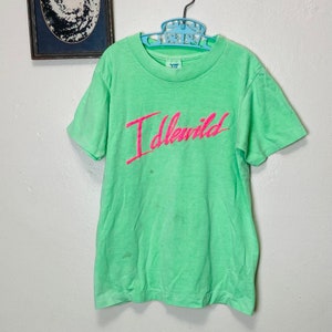 Idlewild Vintage 90s Ultra Bright Green and Pink Neon Kids Crewneck Single Stitch Tee