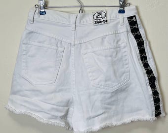 Zana Di High Waist Vintage 90s White Denim Side Clasp Jean Shorts