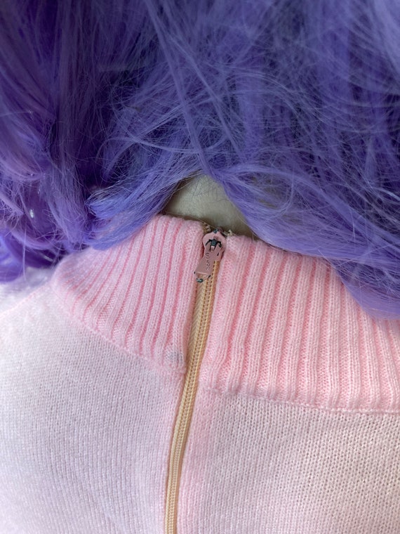 Pastel Pink 70s Mockneck Knit Sweater - image 5