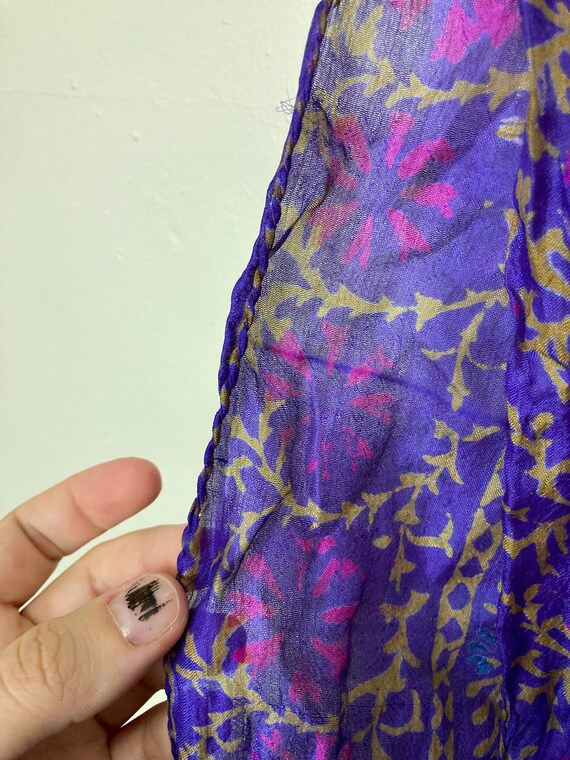 Violet Dyed Vintage Pure Silk Vibrant Oversize Sc… - image 8