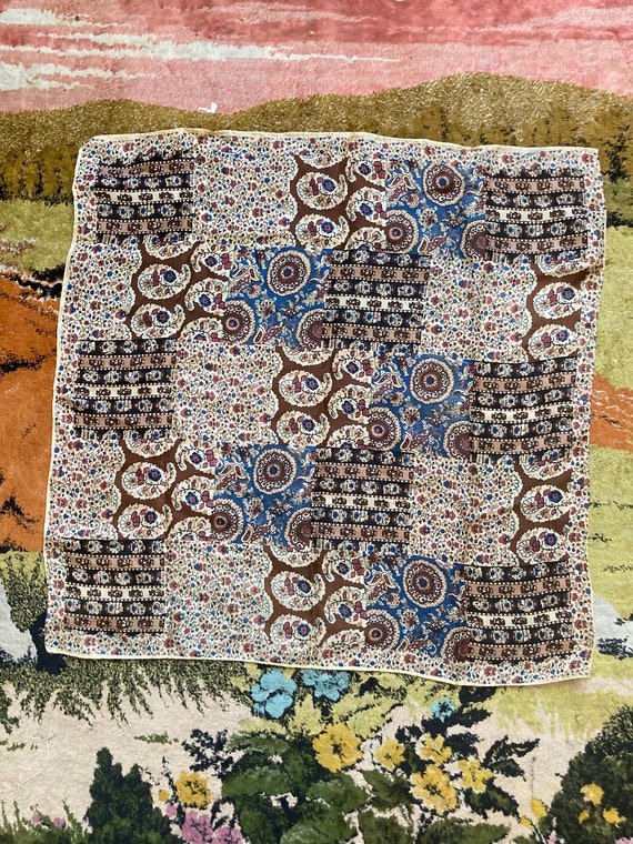 Patchwork Print Vintage Square Scarf - image 1