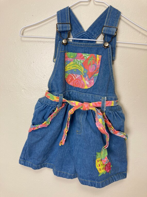 Colorful Fruit Vintage 80s Cotton Kids Overalls 3T - image 7