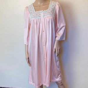 Pale Pink Vintage 80s Lacy Babydoll Button Down Nightie M