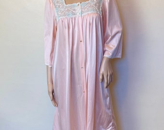 Pale Pink Vintage 80s Lacy Babydoll Button Down Nightie M