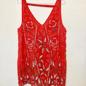 Free People mini-jurk met kralen: koraaloranje lovertjes verfraaid afbeelding 4