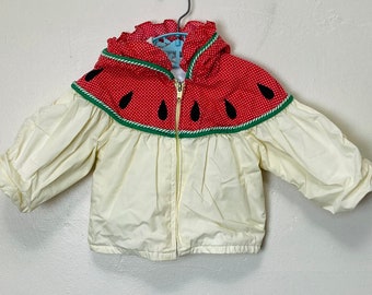 Watermelon Kids Jacket Vintage 80s Baby Zip Up 12M