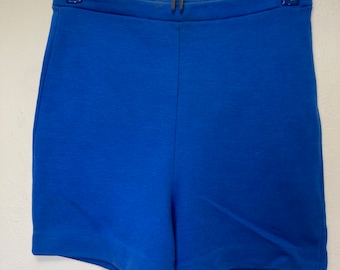 Pantaloncini blu vintage anni '70 a vita alta