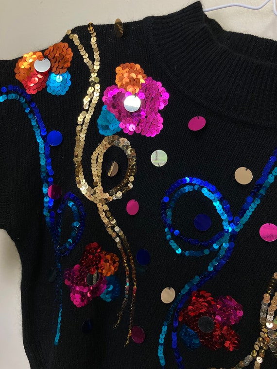 Silk and Angora Sequin Vintage 80s Cropped Sweater - image 5