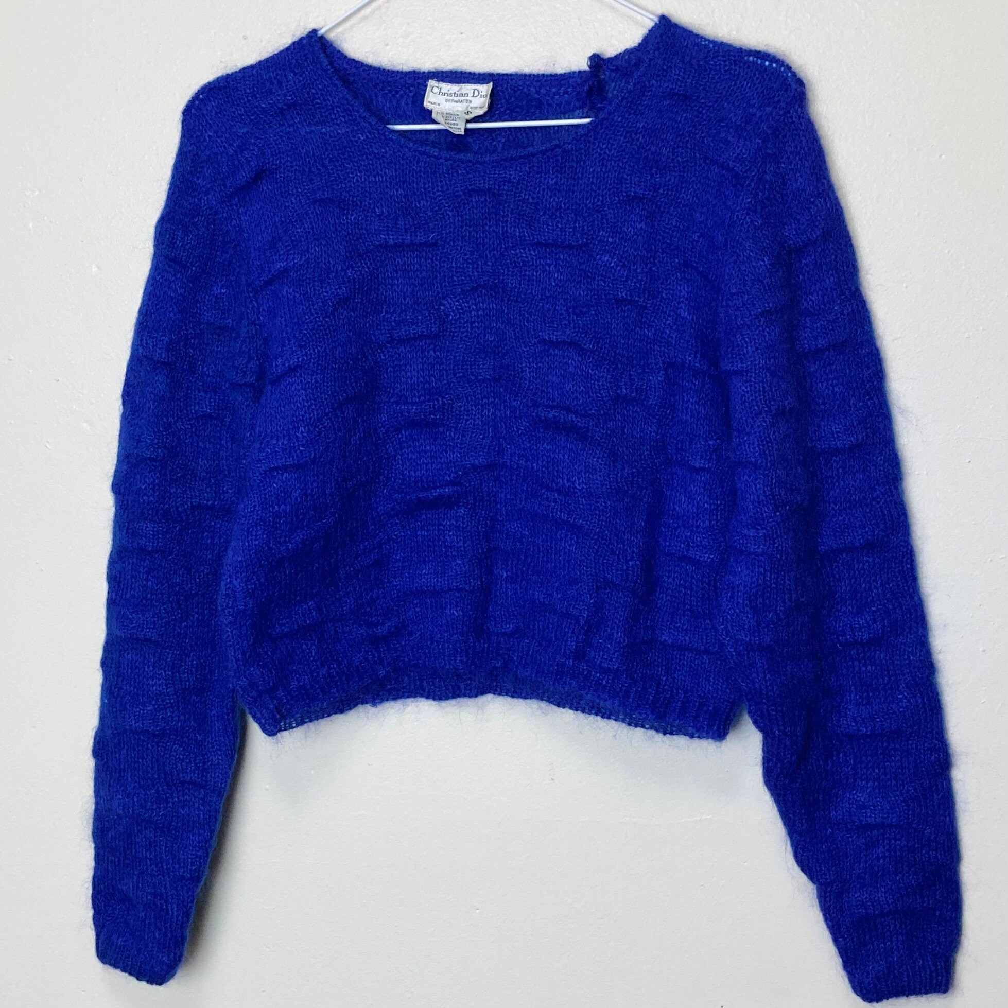 RARE Christian Dior Vintage medium Sweater Purple Blue 80s