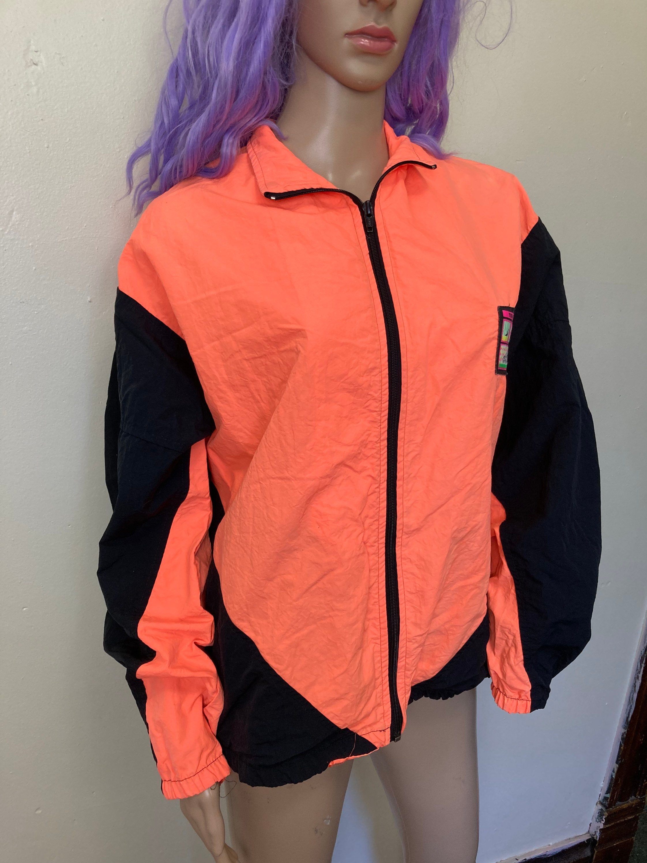 Neon Orange Vintage 80s Zip Up 
