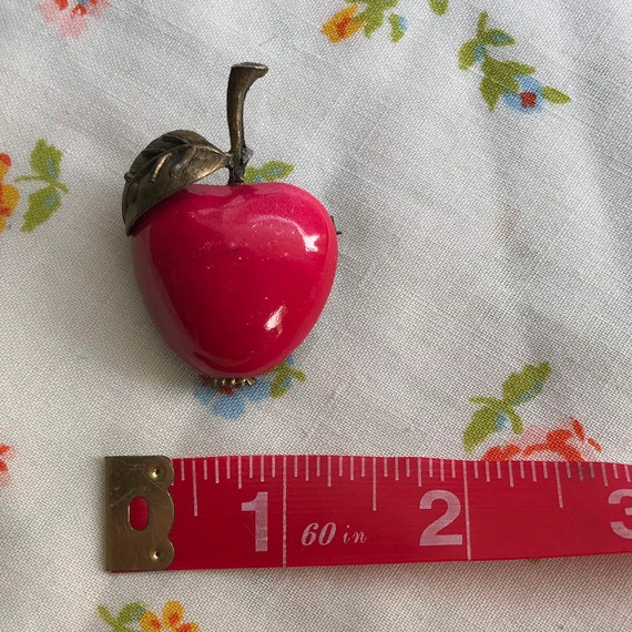 Vintage 80s Pink Apple Brooch - image 3