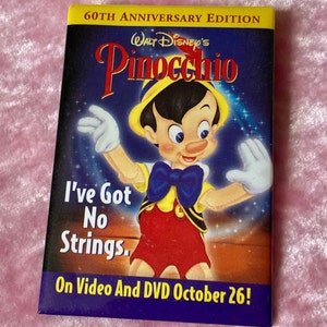 Vintage 2000 Pinocchio Disney VHS Pin