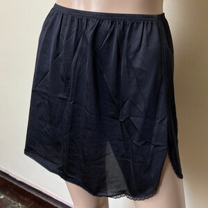 Vassarette Vintage Black Nylon Lingerie Mini Slip Skirt S