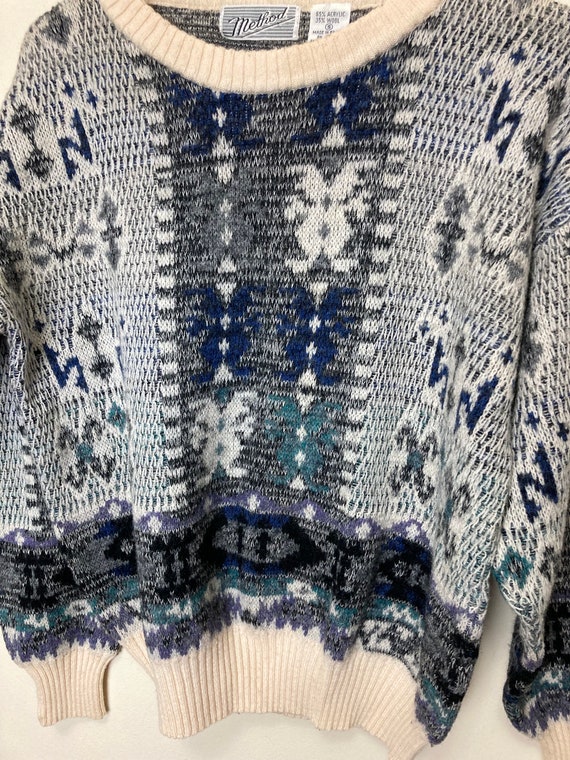 Method Wool Blend Vintage 80s Patterned Sweater - image 4