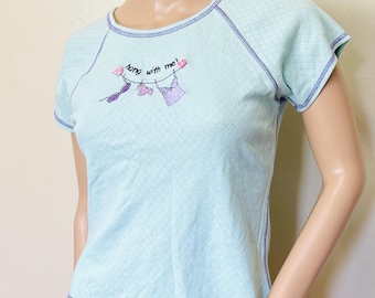 Hang with Me Pointelle Vintage Y2K Embroidered Lingerie Baby Tee