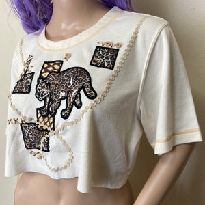 Cropped Vintage 90s Patchwork Leopard Tee