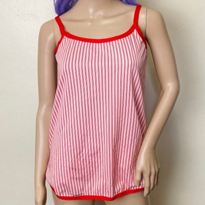 Red and White Striped 2 Piece Pajama Tank and Panties Set