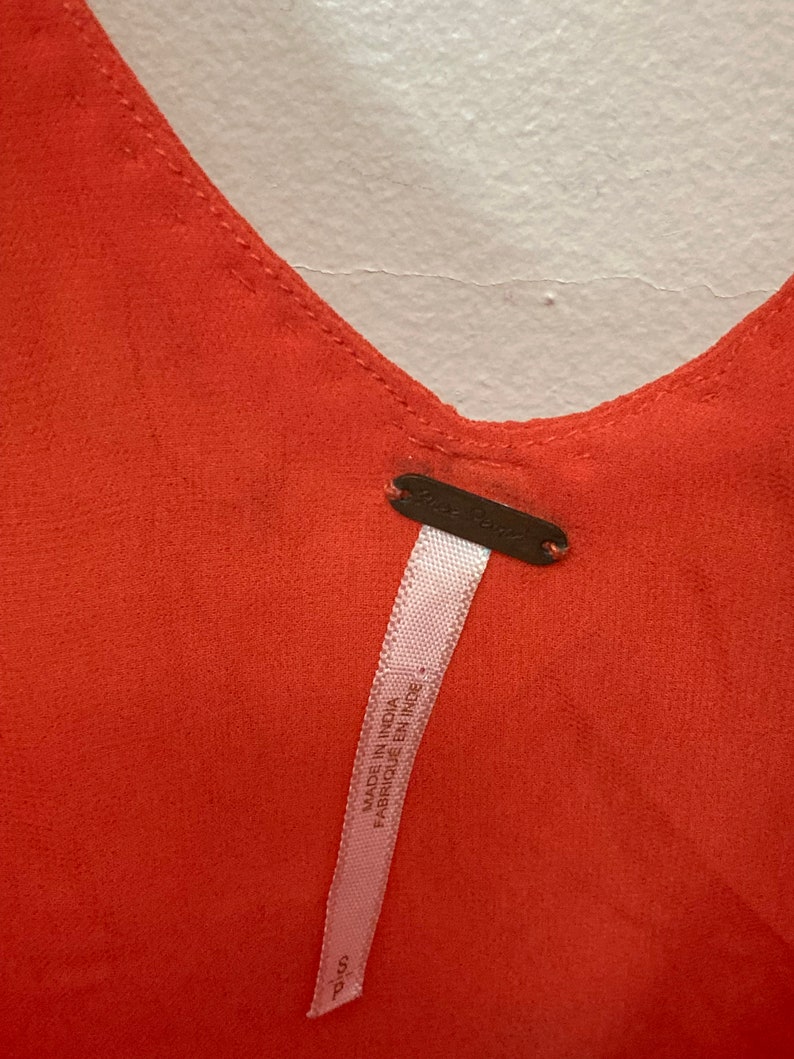 Free People mini-jurk met kralen: koraaloranje lovertjes verfraaid afbeelding 3