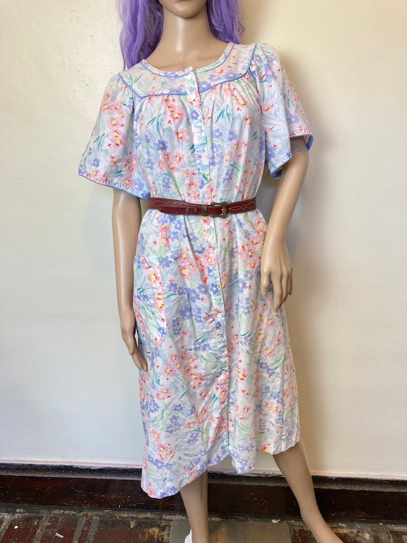Pastel Daisy Vintage 80s Chore Dress Plus Size XL - image 6