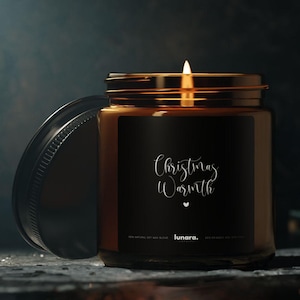 Christmas Warmth Soy Candle: Orange Spice, Fir & Pine Scent - Amber Jar