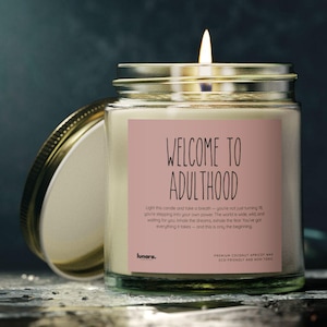 Scented Candle 18th Birthday Gift - Welcome to Adulthood, Thoughtful Teen Present