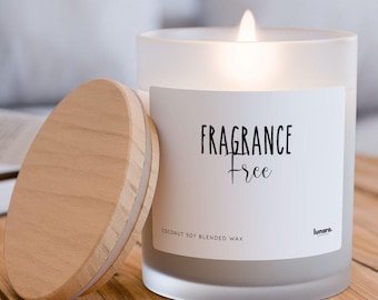 Bougies non parfumées : cire de noix de coco et de soja, couvercle en érable, mèche en bois