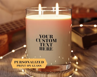 Candela personalizzata con stampa su vetro, profumata, durata 65 ore, 315 ml