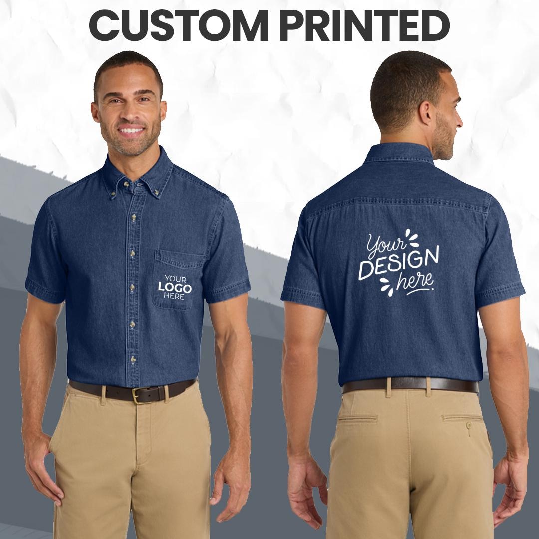 Custom Denim Shirt | Personalized Button Down | Port & Co SP11 | Custom ...