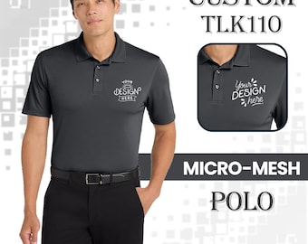 Tall Mens Polo Shirt | Port Authority Moisture Wicking Mesh Polo | Tall UV Sun Protection Golf Tee | Custom Corporate Work Uniform TLK110