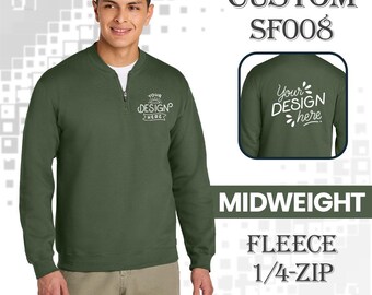 Custom 1/4 Zip Sweatshirt | Quarter Zip Pullover | Monogram Unisex Fleece | Custom Team Logo Sweater | Gildan Softstyle SF008