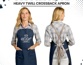 Custom Crossback Apron | Heavy Twill Chef Apron | Port Authority Signature Apron | Custom Logo BBQ Apron | 100% Cotton Work Apron