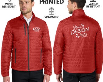 Custom Insulated Puffy Jacket | Personalized Embroidered Winter Coat | Cold-Weather Windbreaker J850