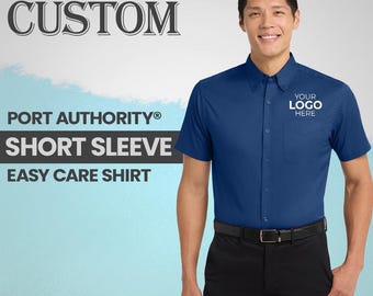 Custom Business Shirt | Personalized Button Down | Port Authority S508 | Custom Logo Work Shirt | Wrinkle Resistant Staff Shirt