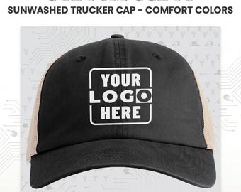 Sunwashed Trucker Hat | Comfort Colors CCST0 Cap | Blank Vintage Snapback | Unstructured Mesh Hat | Aesthetic Pigment Dyed Cotton Cap