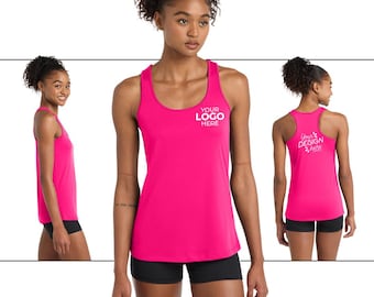 Women’s Custom Dry-Fit Tank | Personalized Racerback Workout Top | Add Text, Logo, or Design (LST356)