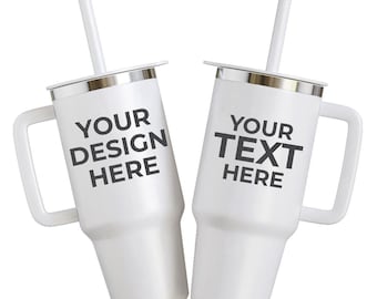 Custom 40oz Tumbler with Handle, Personalized Photo Travel Mug, Custom Logo Insulated Cup, Big Capacity Water Bottle | Gift for Her
